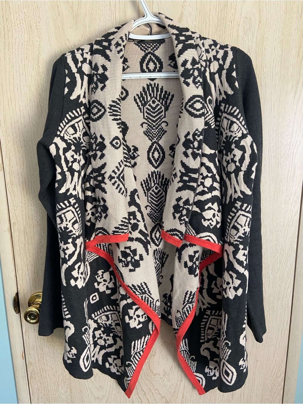 Anthropologie THML Draped Waterfall Open Front Cardigan Sweater Women's Sz L